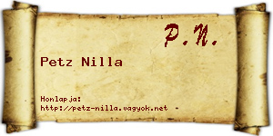 Petz Nilla névjegykártya